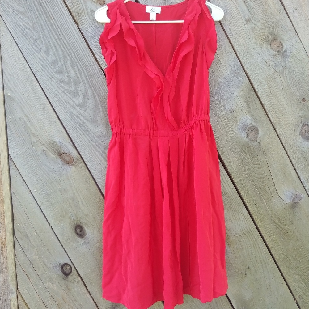 Loft, red dress, size 4